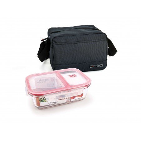 Real Lunchbag 2 in 1 glass cont. black