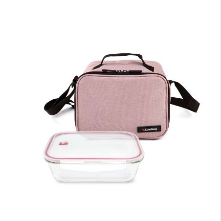 Goglass Lunchbag + 1 glass cont. marbled pink