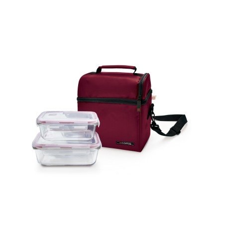 Lunchbag Optimal Red + glass cont. 0.57L + 0.84L